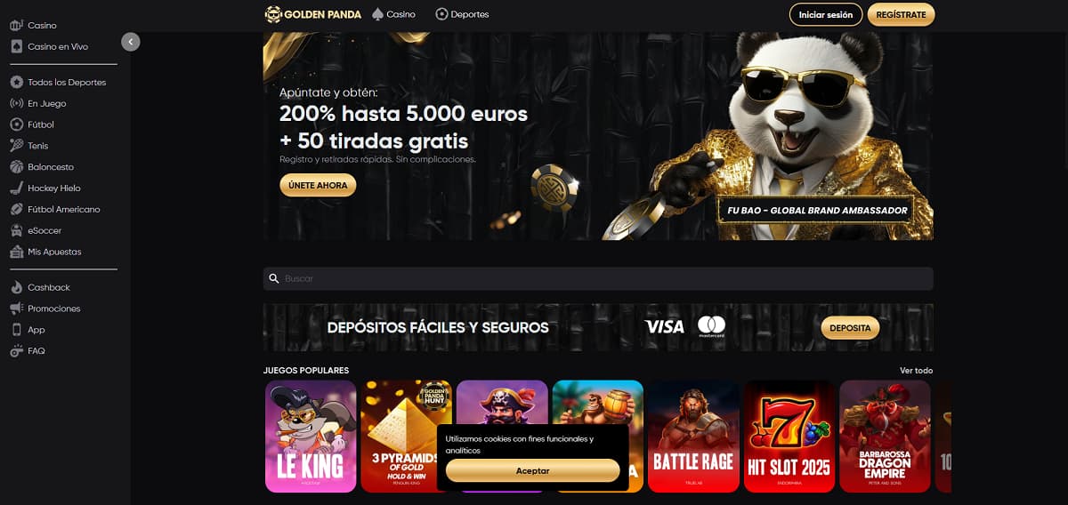 Golden Panda - Cashback Sin Requisitos de Apuesta para Apostar en México